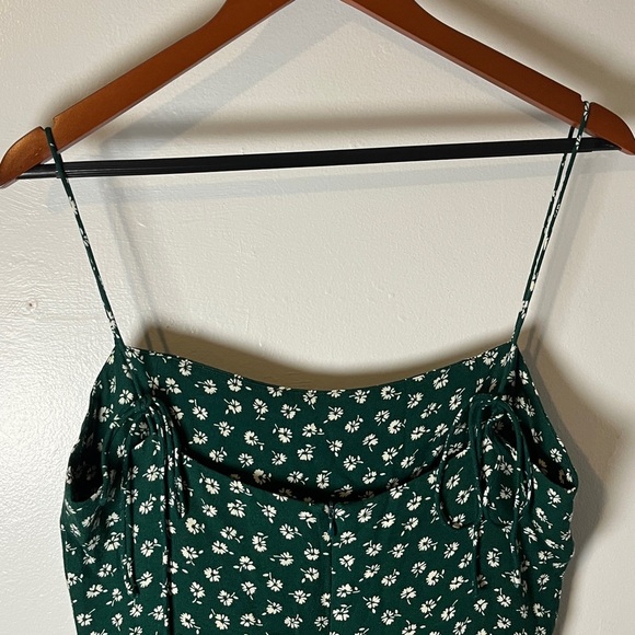 Reformation Green Floral Sarah Chive Spaghetti Strap Mini Sundress Sz 10 - Picture 7 of 11
